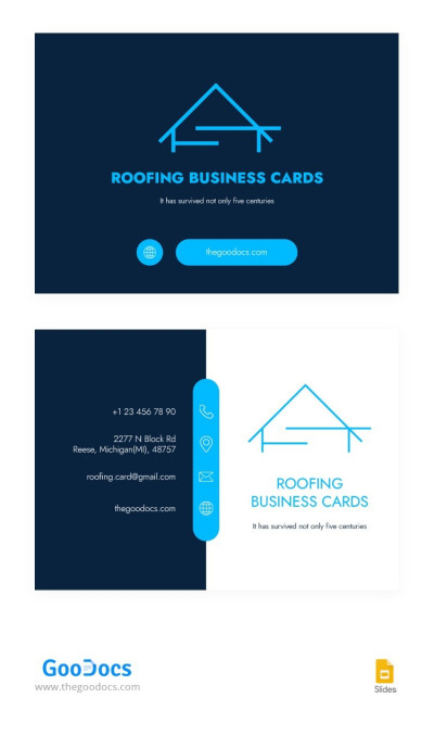 Modern Blue Roofing Business Cards - Roofing Business Cards