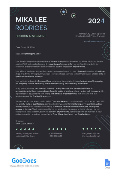 Modern Cover Letter Template