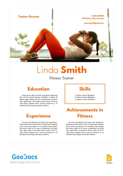 Modern Fitness Trainer Resume Template