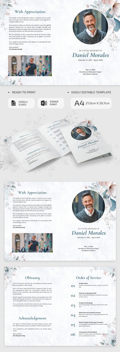 Pamphlet funéraire moderne Modèle