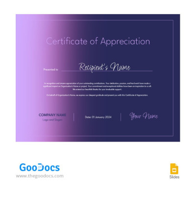 Modern Gradient Certificate of Appreciation - Appreciation Certificates