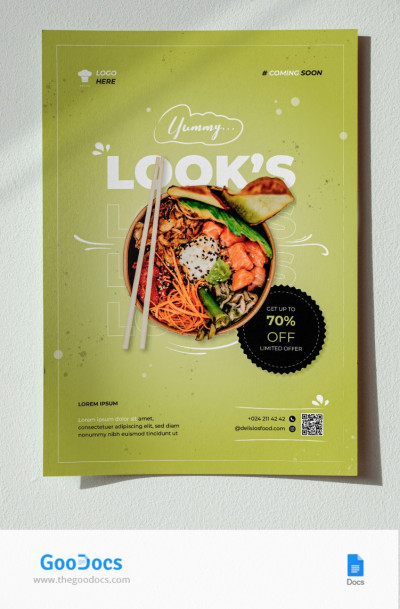 Cartaz Moderno de Restaurante Verde - Cartazes de restaurante