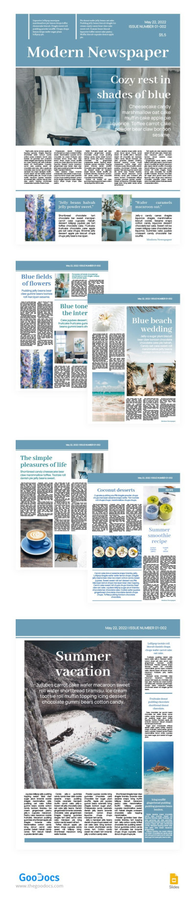 Modern Newspaper in Blue Tones Template