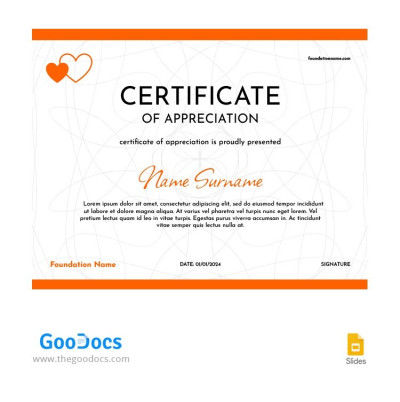 Modern Orange Certificate of Appreciation Template