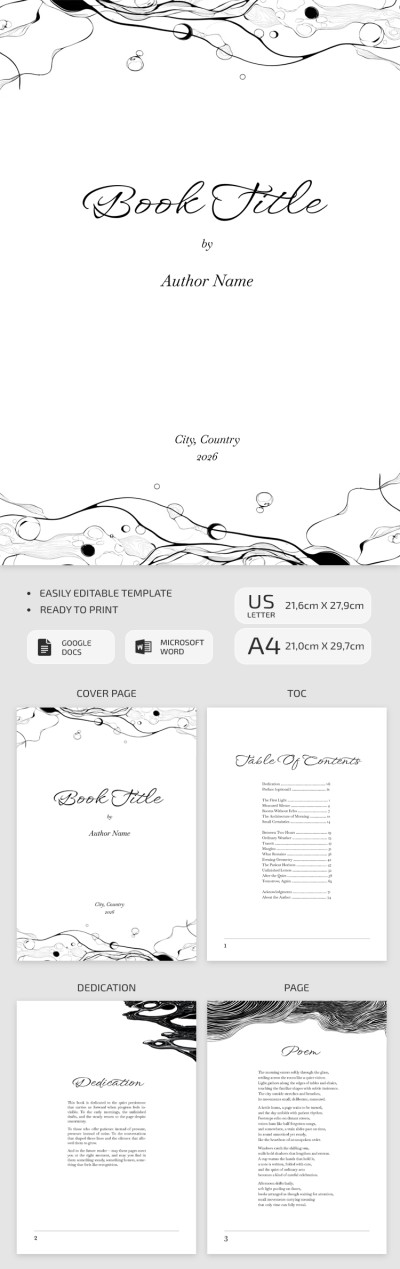 Plantilla de manuscrito de libro de poesía moderna Plantilla