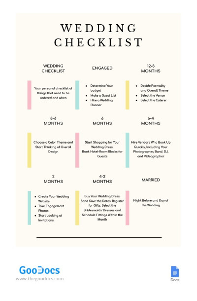 Modern Wedding Checklist Template