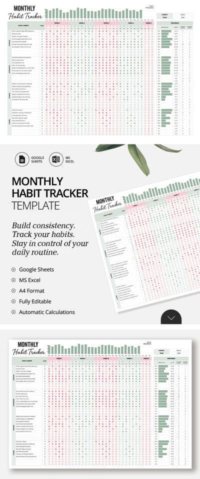 Modello di tracciamento abitudini mensili Modello