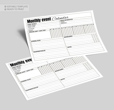 Calendario eventi mensili Modello