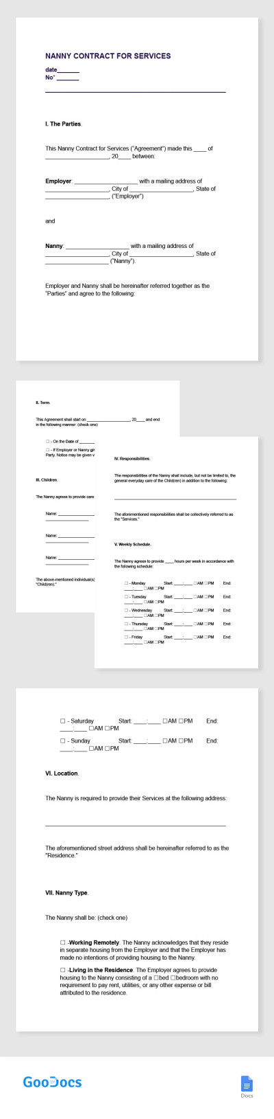 Nanny Agreement Template