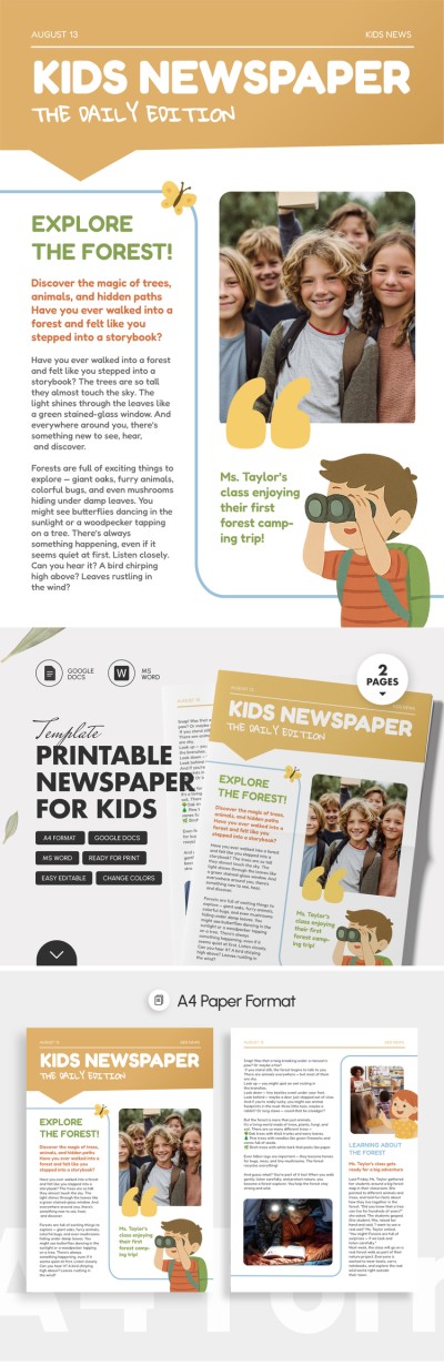 Newspaper Template for Kids Printable