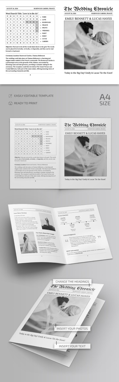 Newspaper Wedding Program Template