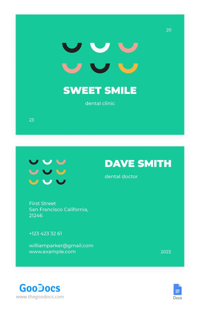 Nice Green Dental Business Card - Dental Business Cards