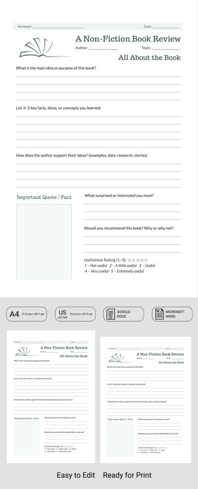 Modelo de Relatório de Livro de Não Ficção Modelo