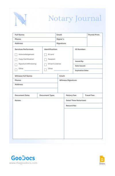 Notary Journal Template