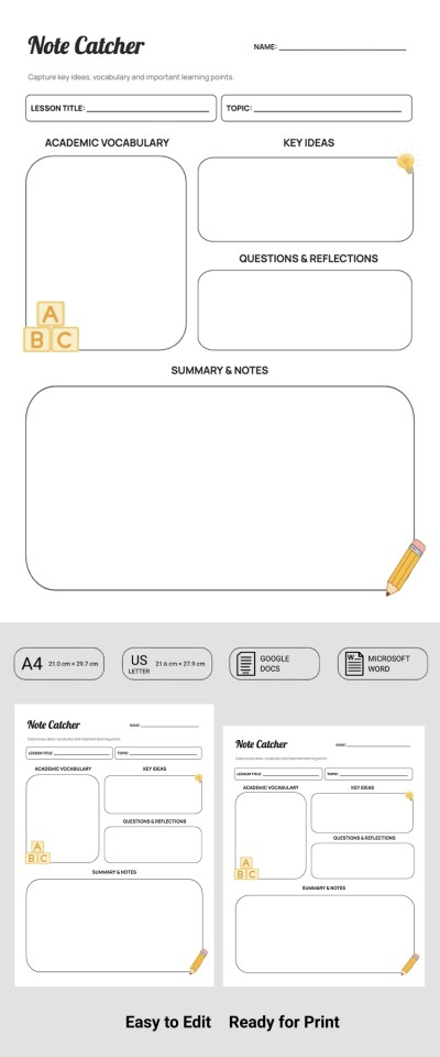 Note Catcher Template Template