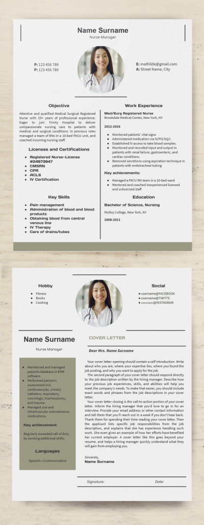 CV d'infirmière Modèle