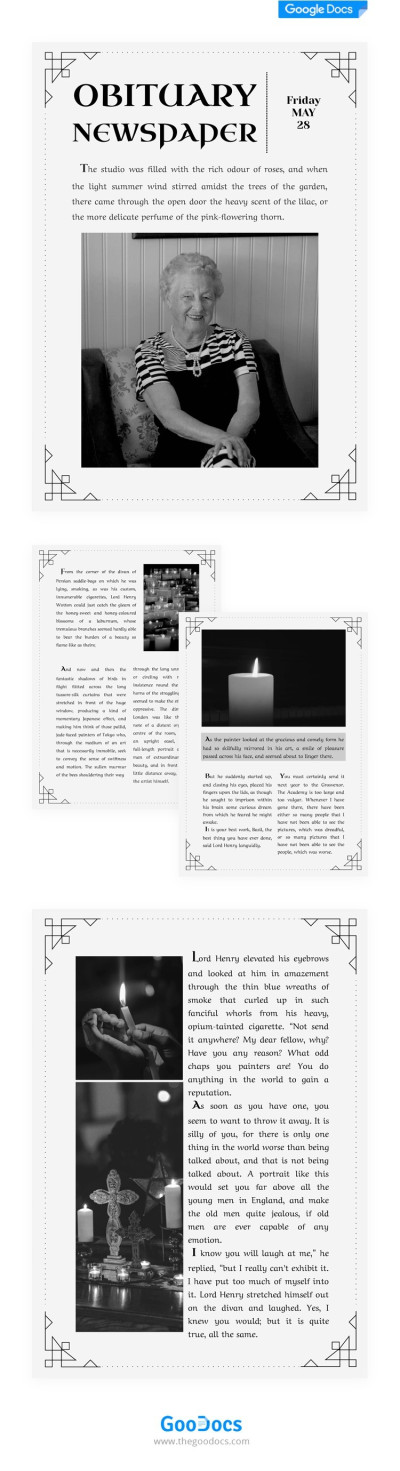 Obituary Newspaper Template