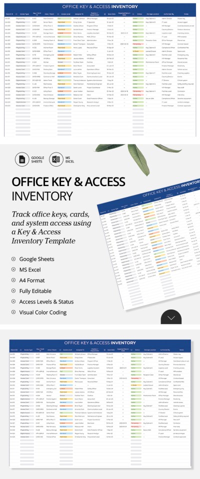 Template di inventario chiave dell'ufficio e accesso Modello