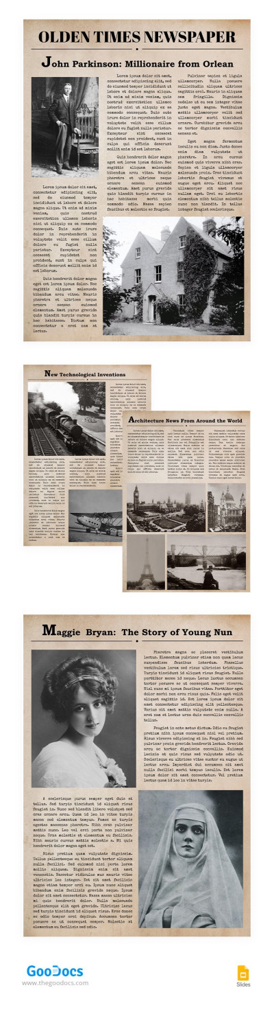 Olden Days Newspaper Template