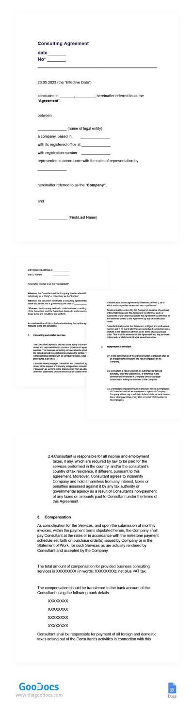 Сonsultant Agreement - Consultant Agreements