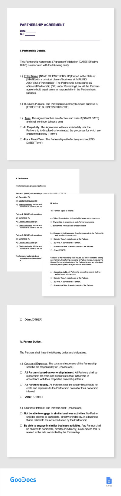 Partnership Agreement Template