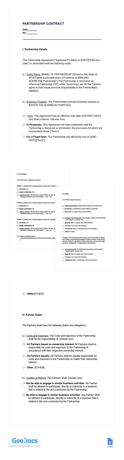 Partnership Contract Template