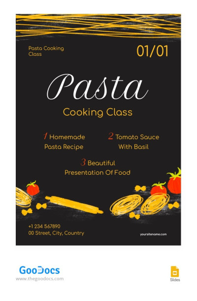Clase de Cocina de Pasta - Cartel Plantilla