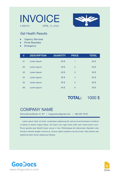 Pastel Medical Invoice Template