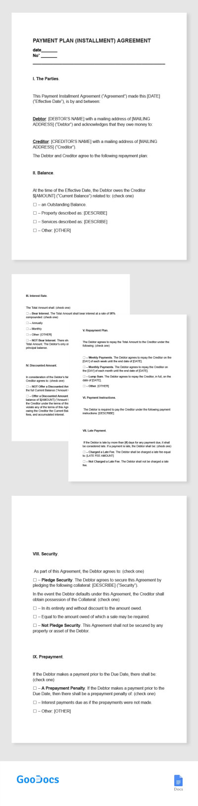 Payment Agreement Template