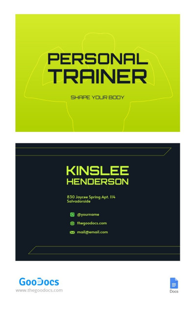 Personal Trainer de Fitness Cartão de Negócios Modelo