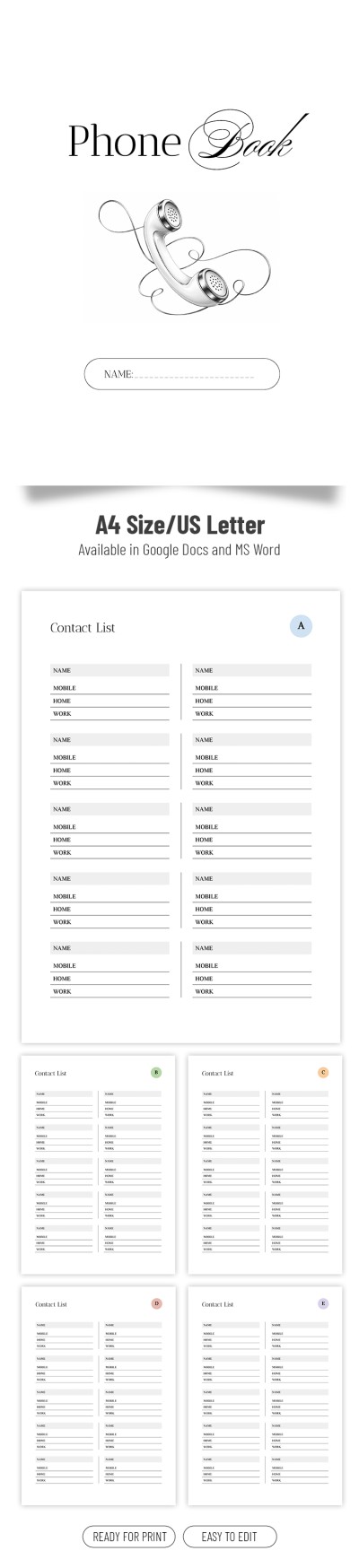 Modèle de carnet d'adresses Modèle