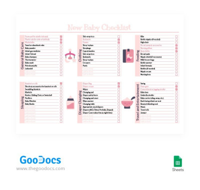 Pink and Gray Baby Checklist Template