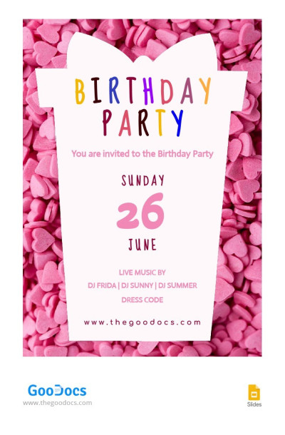 Invitación de cumpleaños de Dulces Rosados Plantilla