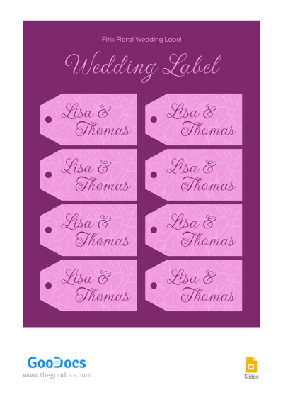 Pink Floral Wedding Label Template