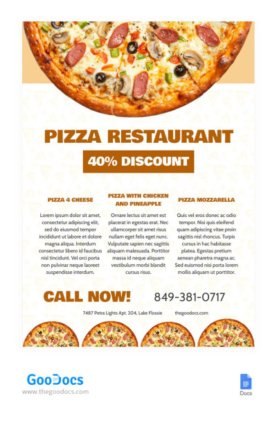 Pizza Restaurant Handout Flyer - Handouts
