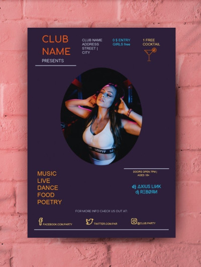 Nachtklub-Poster Vorlage