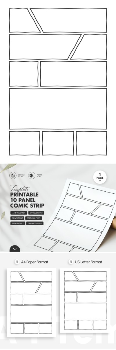 Printable 10 Panel Comic Strip Template Template