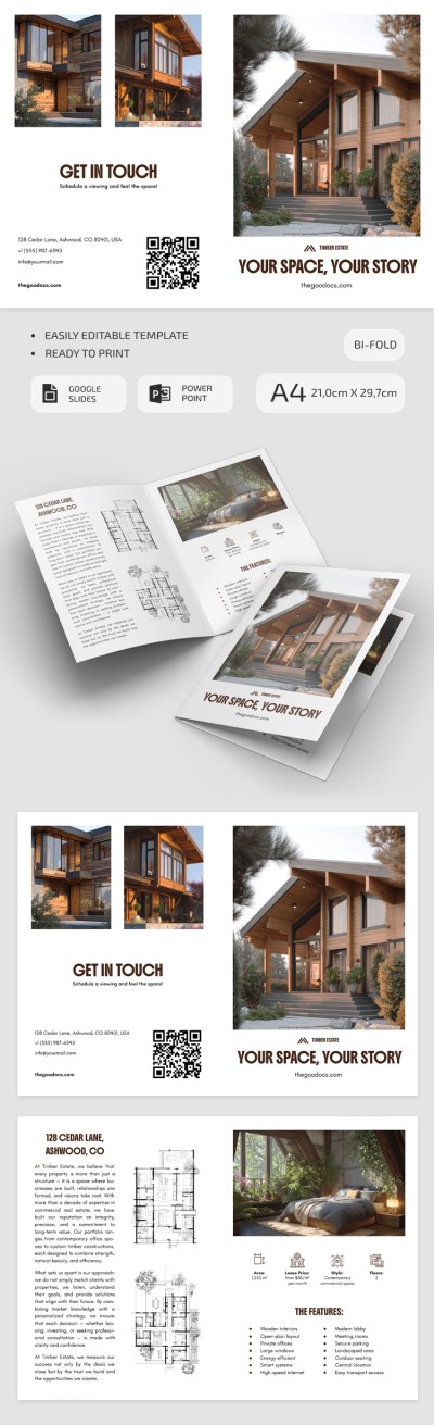 Modelo de folheto de imóveis comerciais para impressão Modelo