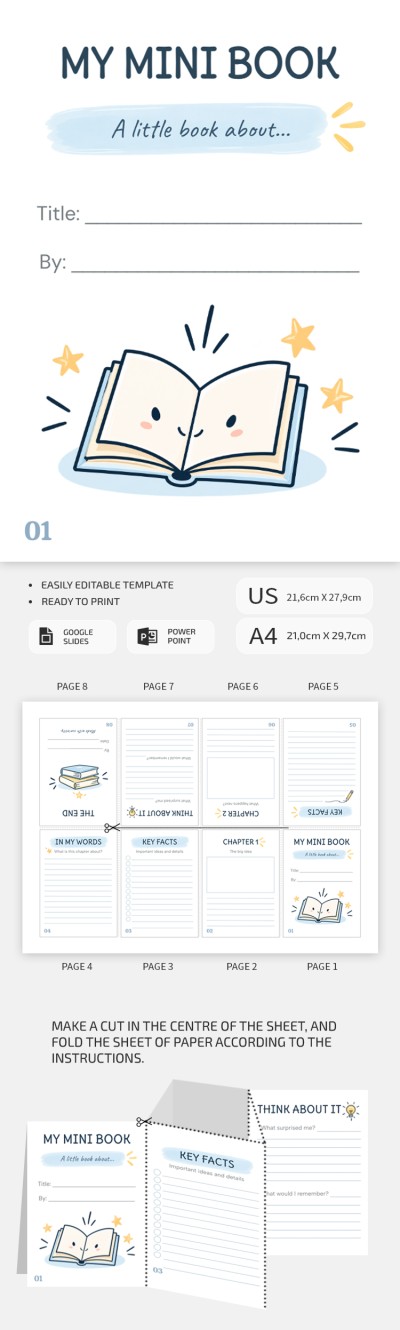 Printable Foldable Mini Book Template Template