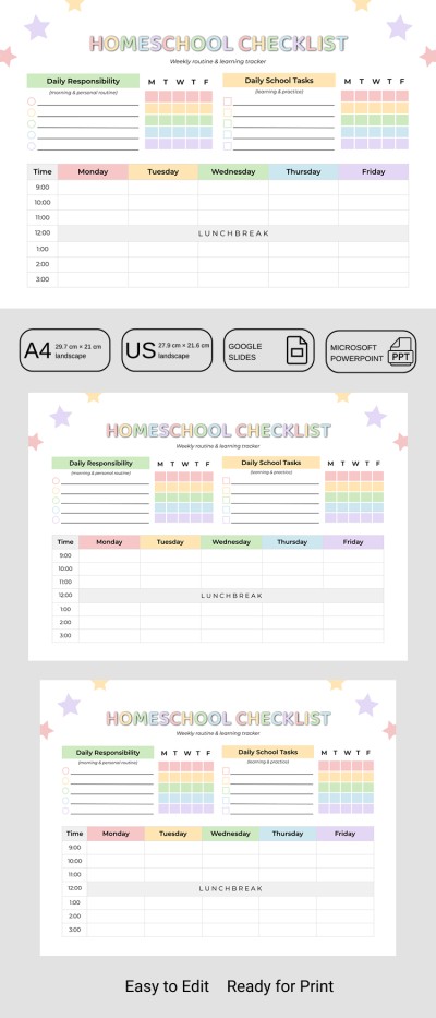 Printable Homeschool Relaxed Schedule Template Template