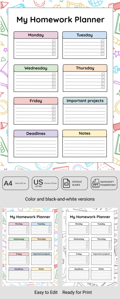 Printable Homework List Template Template