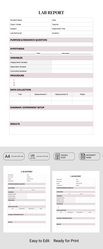 Printable Lab Report Template Template