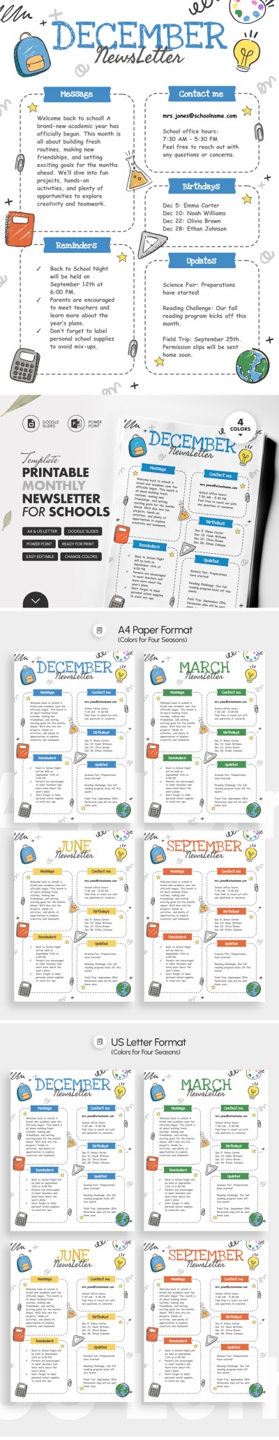 Printable Monthly Newsletter Template for Schools Template