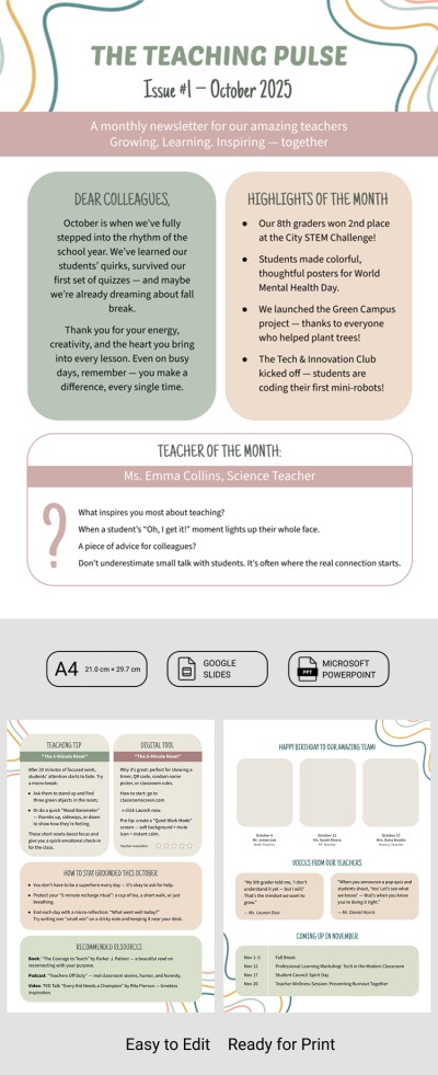 Modèles de newsletter imprimables pour les enseignants du primaire Modèle