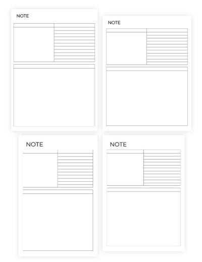 Page de notes imprimable Modèle