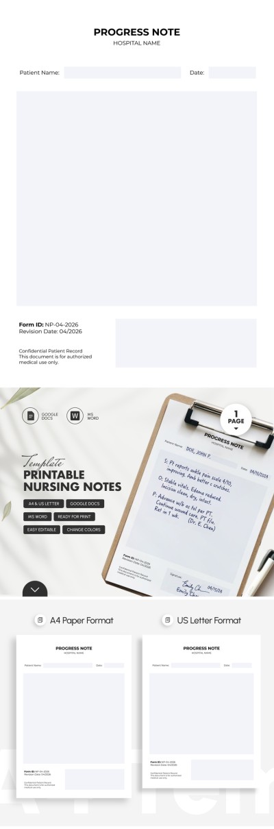 Printable Nursing Notes Template Template