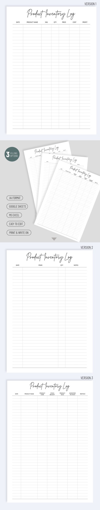 Product Inventory Log Template Template