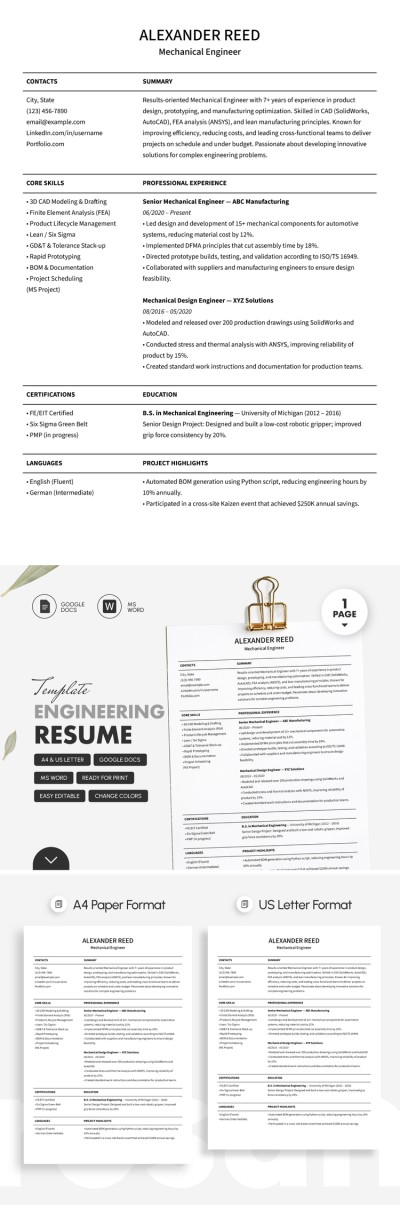 Engineering Resume Template Template