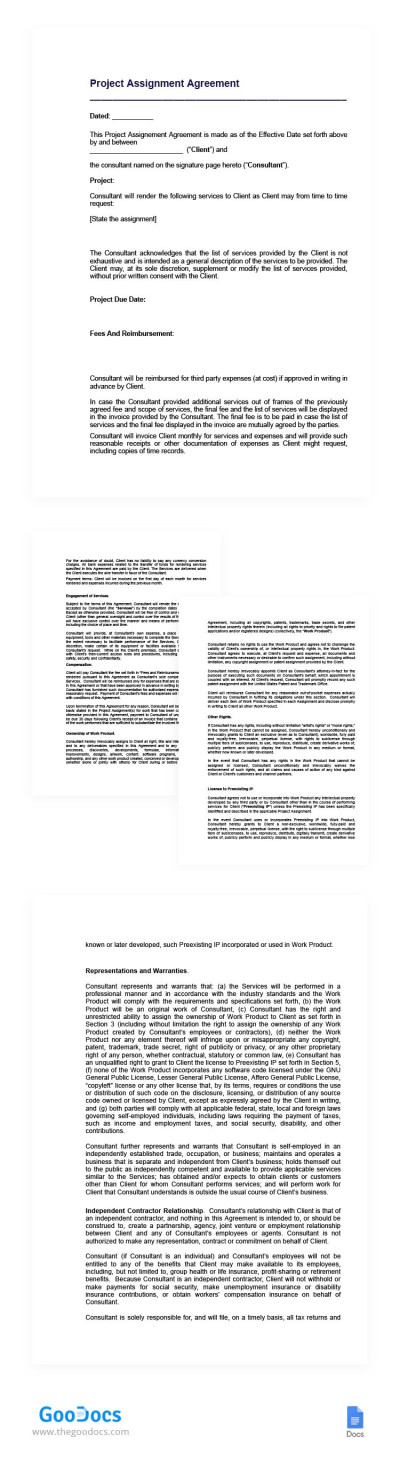Project Assignment Agreement Template