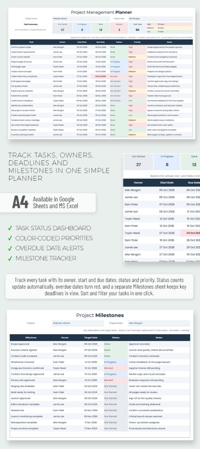 Project Management Planner Template